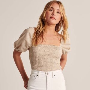 Puff Sleeve Smocked Top from Abercrombie&Fitch